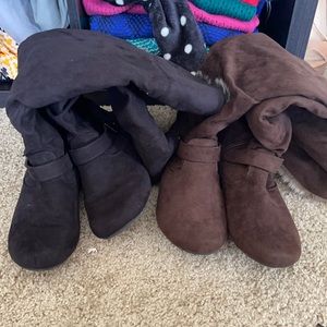 Two Pack of boots-black and brown pair